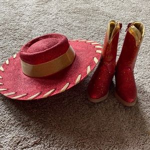 Disney Jesse Costume Pants (size 4), Hat and Boots (size 7/8)